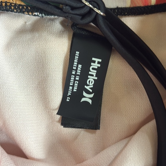 Hurley Black and tropical floral One Piece Swimsuit - open back - medium - Picture 3 of 7